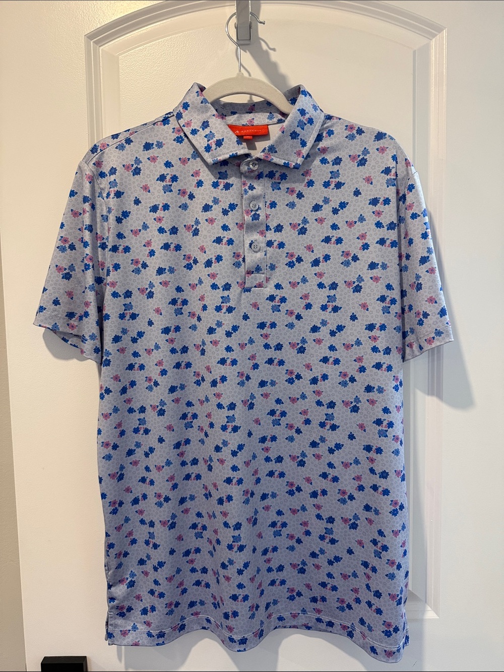 Light Purple Blue Floral Golf Polo Shirt - Casual Short Sleeve New without Tag